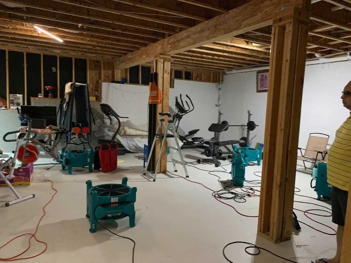 Basement drying equipment setup for Odor Removal & Deodorization in North Aurora